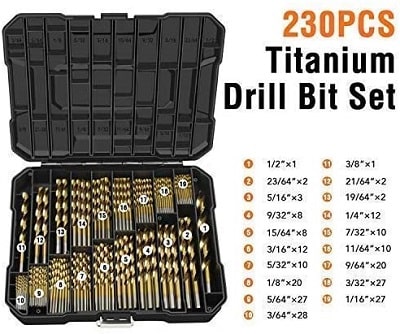 EnerTwist Titanium Drill Bit Kit Set for Metal